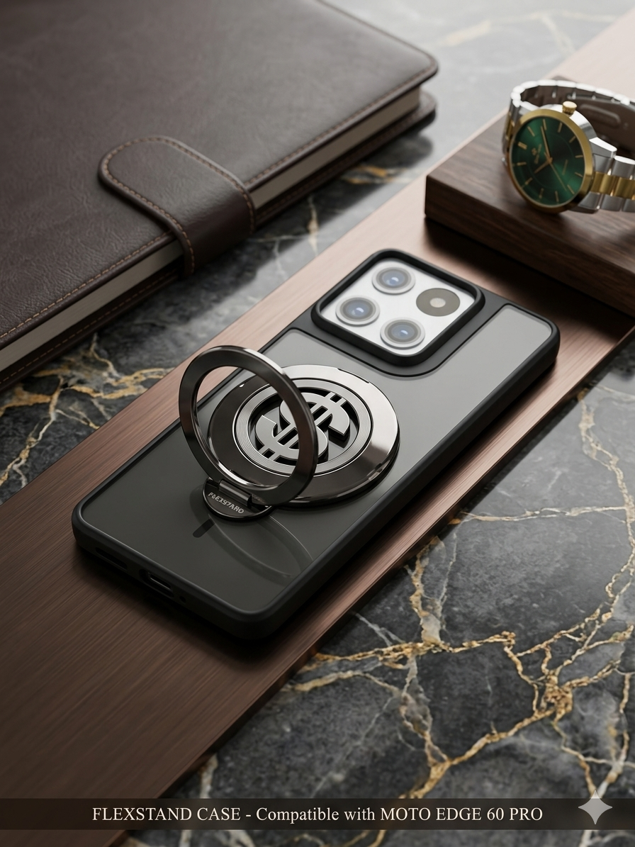 Moto edge 60 pro  Magnetic Ring Stand Case – FlexStand Rotating Back Cover