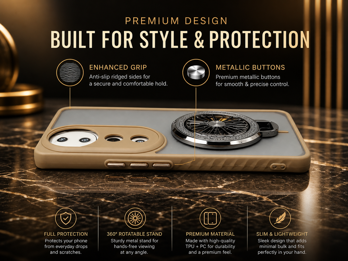 VIVO V40 5G Magnetic Ring Stand Case – FlexStand Rotating Back Cover