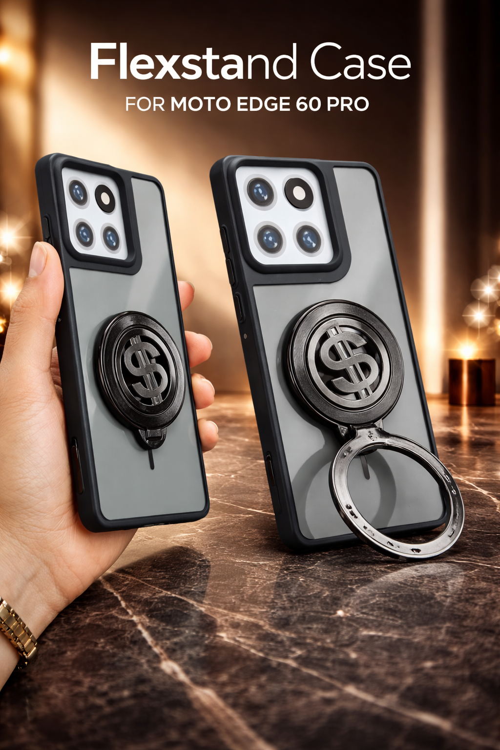 Moto edge 60 pro  Magnetic Ring Stand Case – FlexStand Rotating Back Cover