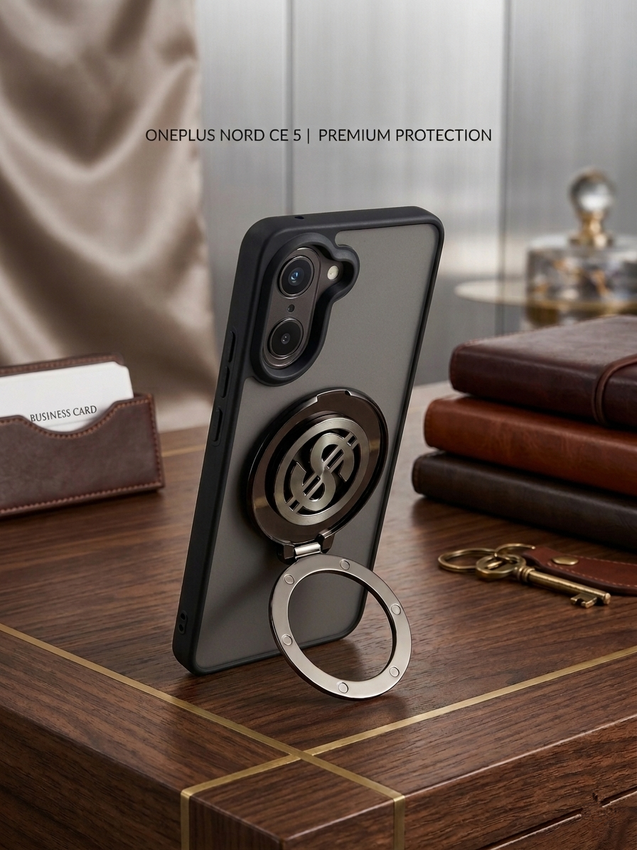 ONE PLUS NORD CE 5 5G Magnetic Ring Stand Case – FlexStand Rotating Back Cover