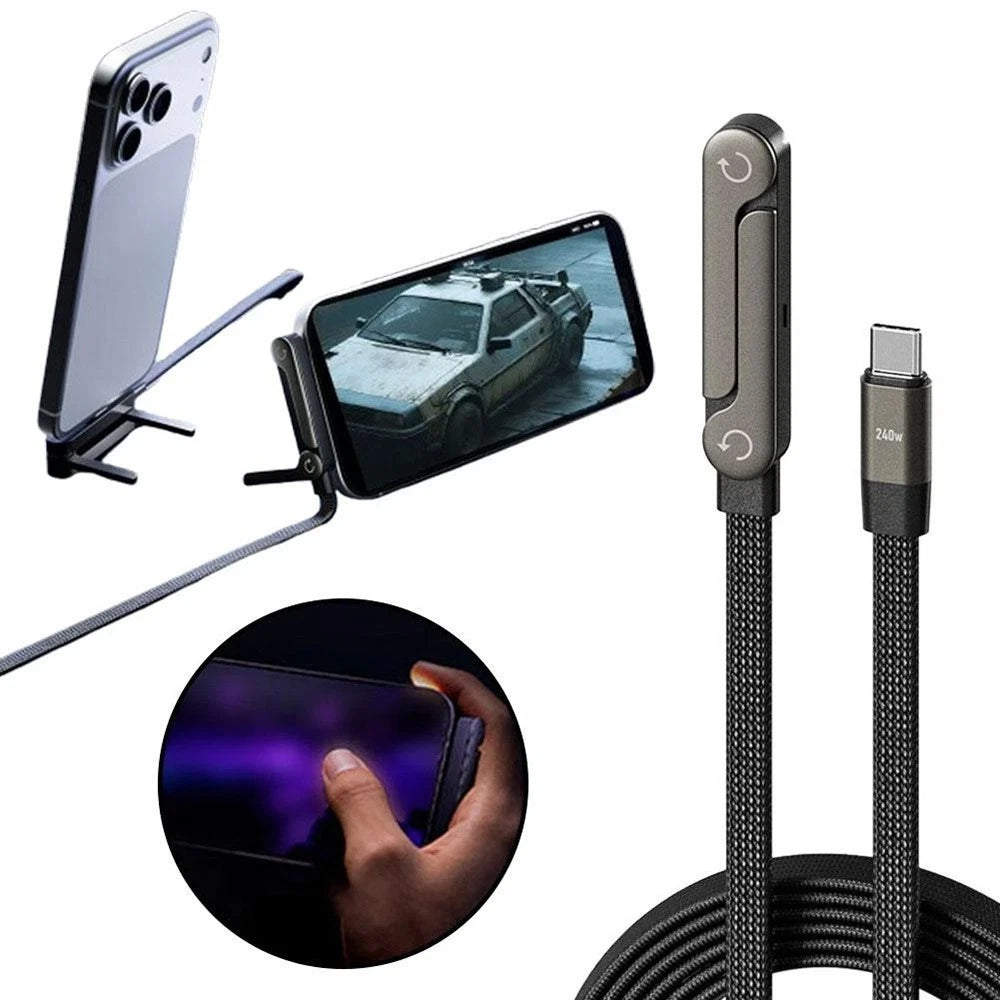 TurboStand X – 2-in-1 Invisible Mobile Stand + Ultra Fast Charging Cable (65W/240W), Comes with 6 months Warranty