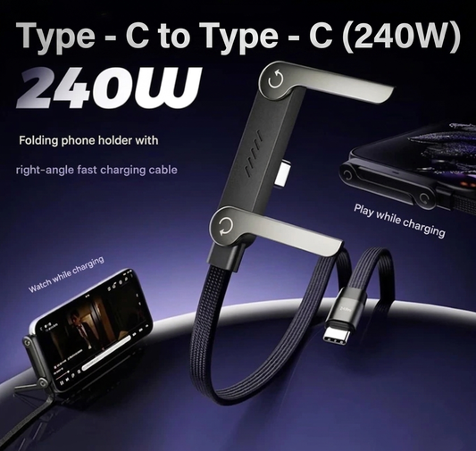 TurboStand X – 2-in-1 Invisible Mobile Stand + Ultra Fast Charging Cable (65W/240W), Comes with 6 months Warranty