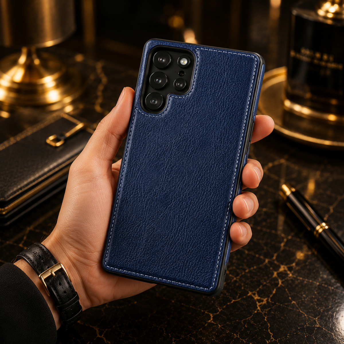 Samsung Galaxy S22 Ultra 5G - Stitched LeatherShield Back Case