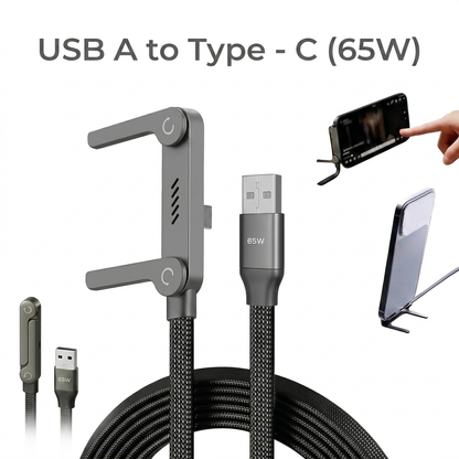 TurboStand X – 2-in-1 Invisible Mobile Stand + Ultra Fast Charging Cable (65W/240W), Comes with 6 months Warranty
